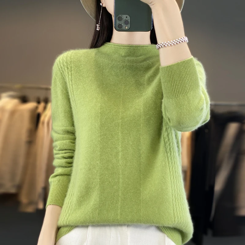 Autumn Winter Women Crochet Twists Pullover New 100% Merino Wool Tops Sweater Curled Half High Collar Long Sleeve Knitwear
Autumn Winter Women Crochet Twists Pullover New 100% Merino Wool Tops Sweater Curled Half High Collar Long Sleeve Knitwear