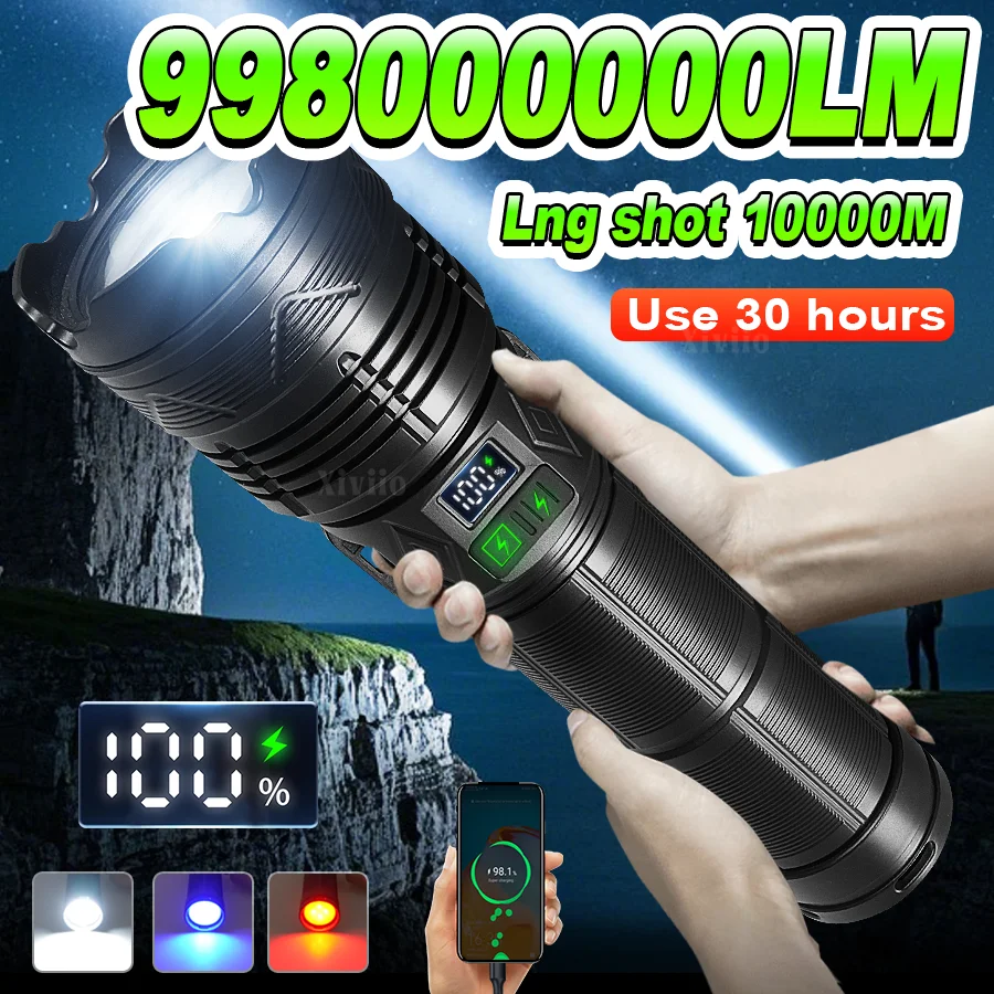 High Power Flashlight Super Big Flashlight Rechargeable Most Strong LED Flash Light Long Range Torch Outdoor Built in Battery
High Power Flashlight Super Big Flashlight Rechargeable Most Strong LED Flash Light Long Range Torch Outdoor Built in Battery