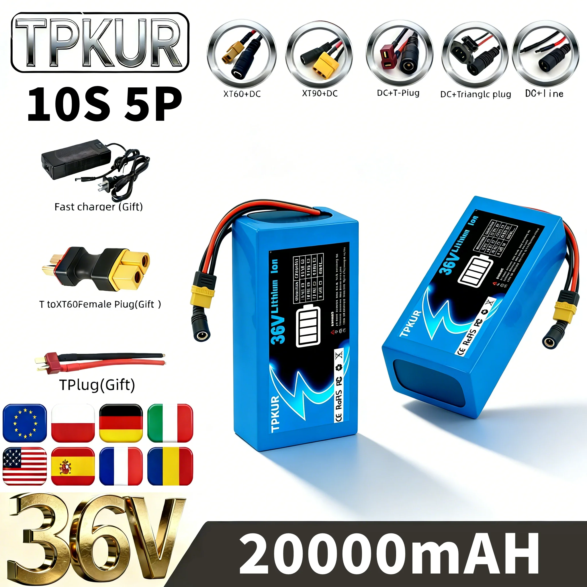 36V 20000mAh 18650 Cell Pack 10S 5P Built-in BMS Safe Replacement Battery for Two Wheel Scooter Bike
36V 20000mAh 18650 Cell Pack 10S 5P Built-in BMS Safe Replacement Battery for Two Wheel Scooter Bike