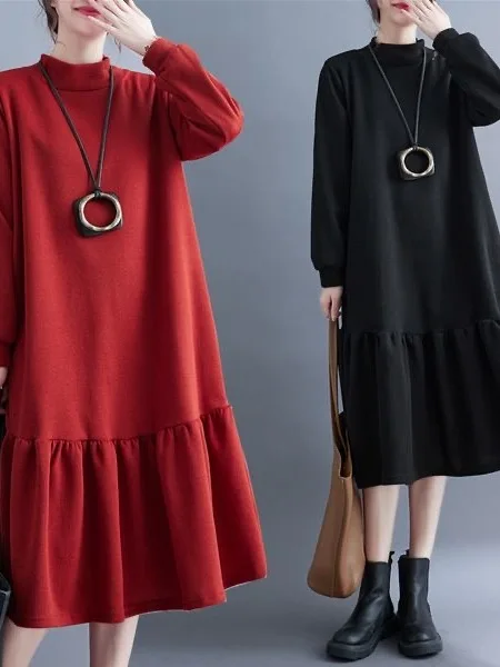 plus Size Fleece Lined A-Line Dress Slimming High Collar Autumn Winter Women's Dress Korean Style Commute Fashion Casual Dress
plus Size Fleece Lined A-Line Dress Slimming High Collar Autumn Winter Women's Dress Korean Style Commute Fashion Casual Dress