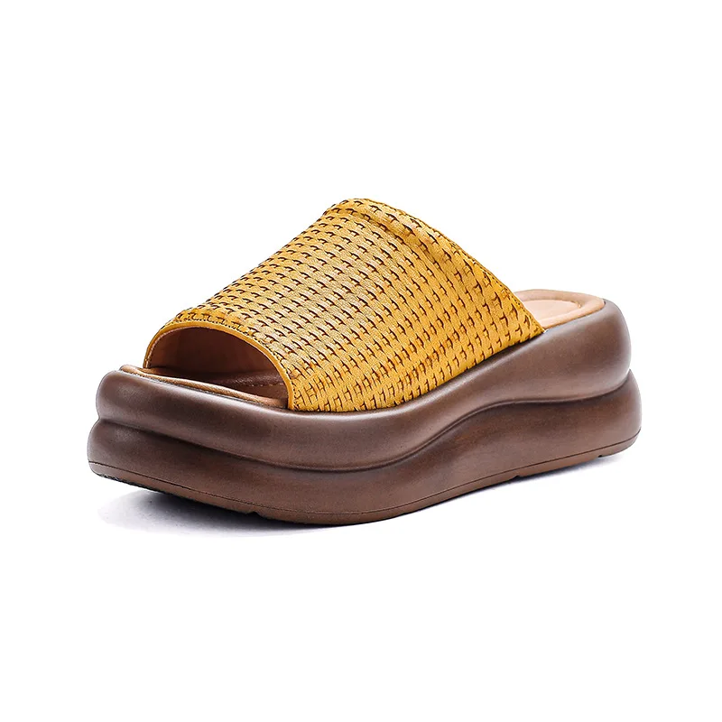 Women's First Layer Cowhide Sandals Summer New Style Heightening Woven Anti-slip Fishmouth Lazy Slippers Versatile Slip-On Shoes
Women's First Layer Cowhide Sandals Summer New Style Heightening Woven Anti-slip Fishmouth Lazy Slippers Versatile Slip-On Shoes