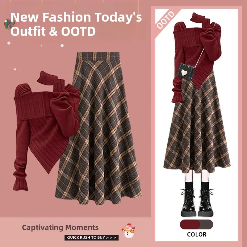 Winter Knitted Sweater And Skirt Set Women's Fashionable Age-defying Slimming Two-piece Ensemble High-waisted Midi Skirt
Winter Knitted Sweater And Skirt Set Women's Fashionable Age-defying Slimming Two-piece Ensemble High-waisted Midi Skirt