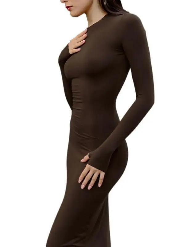 Женское длинное платье Slim Fit с круглым вырезом и длинными рукавами, с завышенной талией, из полиэстера, в винтажном стиле, для прогулок по городу, модное
Женское длинное платье Slim Fit с круглым вырезом и длинными рукавами, с завышенной талией, из полиэстера, в винтажном стиле, для прогулок по городу, модное