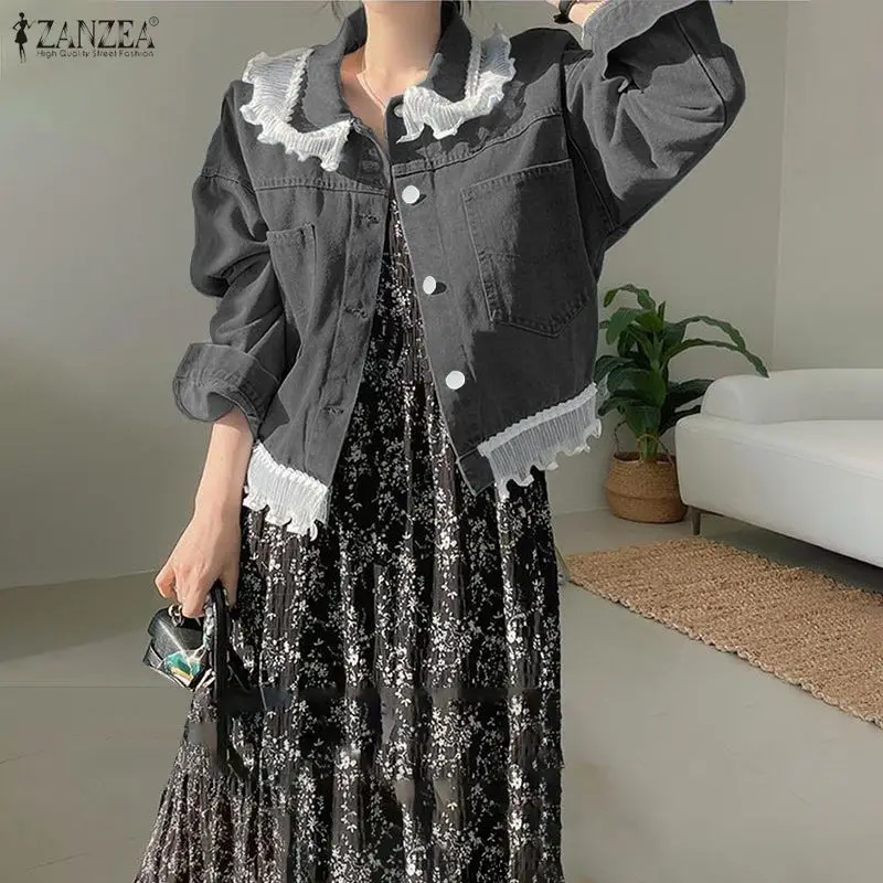 ZANZEA Women Lace Ruffled Shirts Fashion Long Sleeve Patchwork Casual Blouse Spring Lapel Loose Blusas Elegant Office Blusas OL
ZANZEA Women Lace Ruffled Shirts Fashion Long Sleeve Patchwork Casual Blouse Spring Lapel Loose Blusas Elegant Office Blusas OL