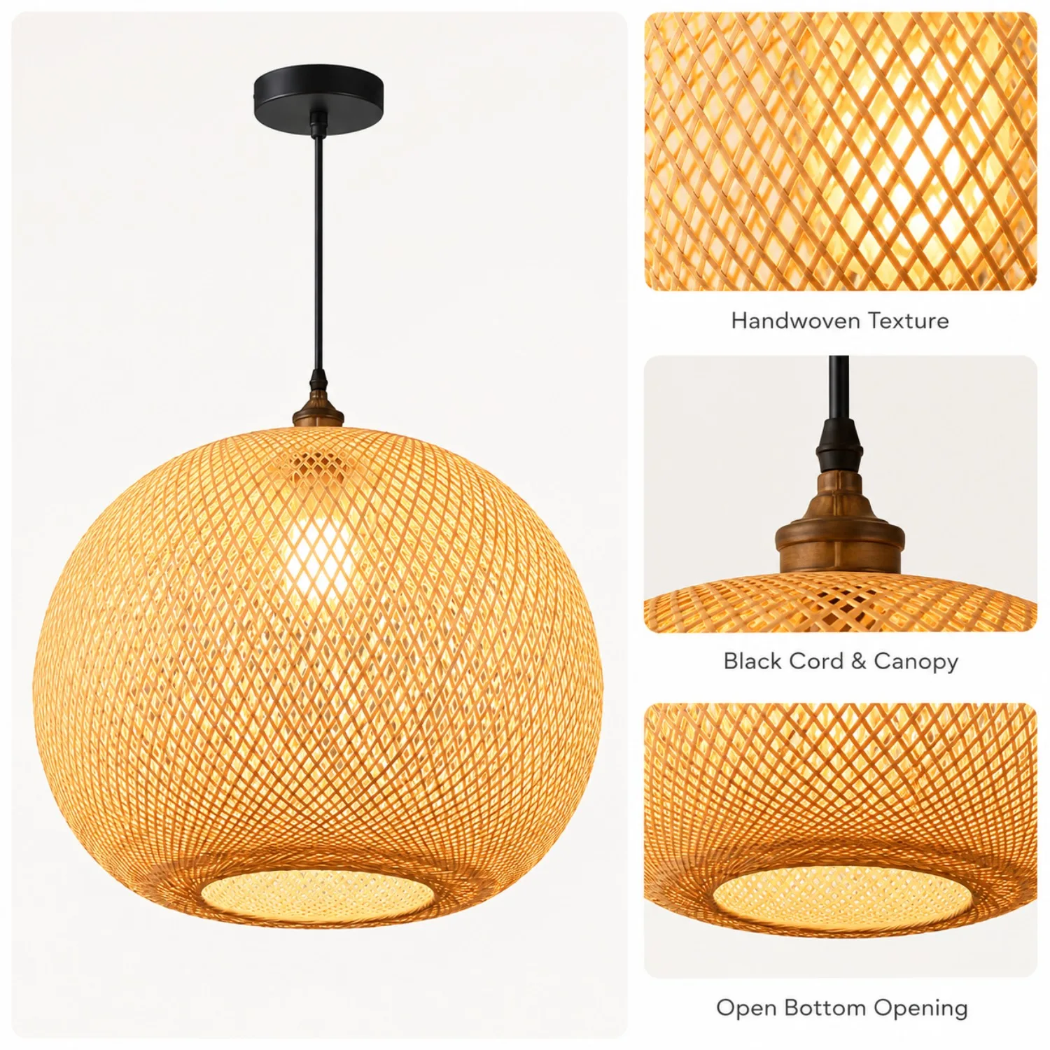 JOYINLED 30/40/50cm E26 E27 Woven Bamboo Pendant Light, Handcrafted Classic Natural Ceiling Lamp for Dining Room Living Room
JOYINLED 30/40/50cm E26 E27 Woven Bamboo Pendant Light, Handcrafted Classic Natural Ceiling Lamp for Dining Room Living Room