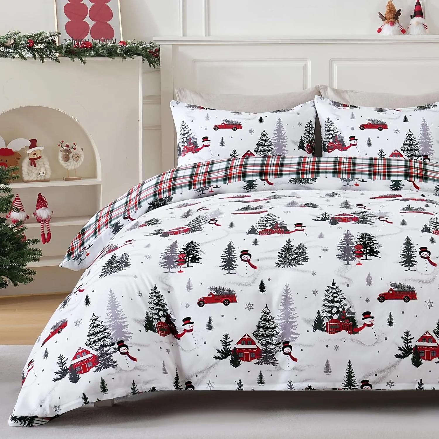 Christmas Duvet Cover Set Snowman Xmas Tree Red Cabin Car Comforter Cover White Bedding Set Reversible Plaid Holiday
Christmas Duvet Cover Set Snowman Xmas Tree Red Cabin Car Comforter Cover White Bedding Set Reversible Plaid Holiday