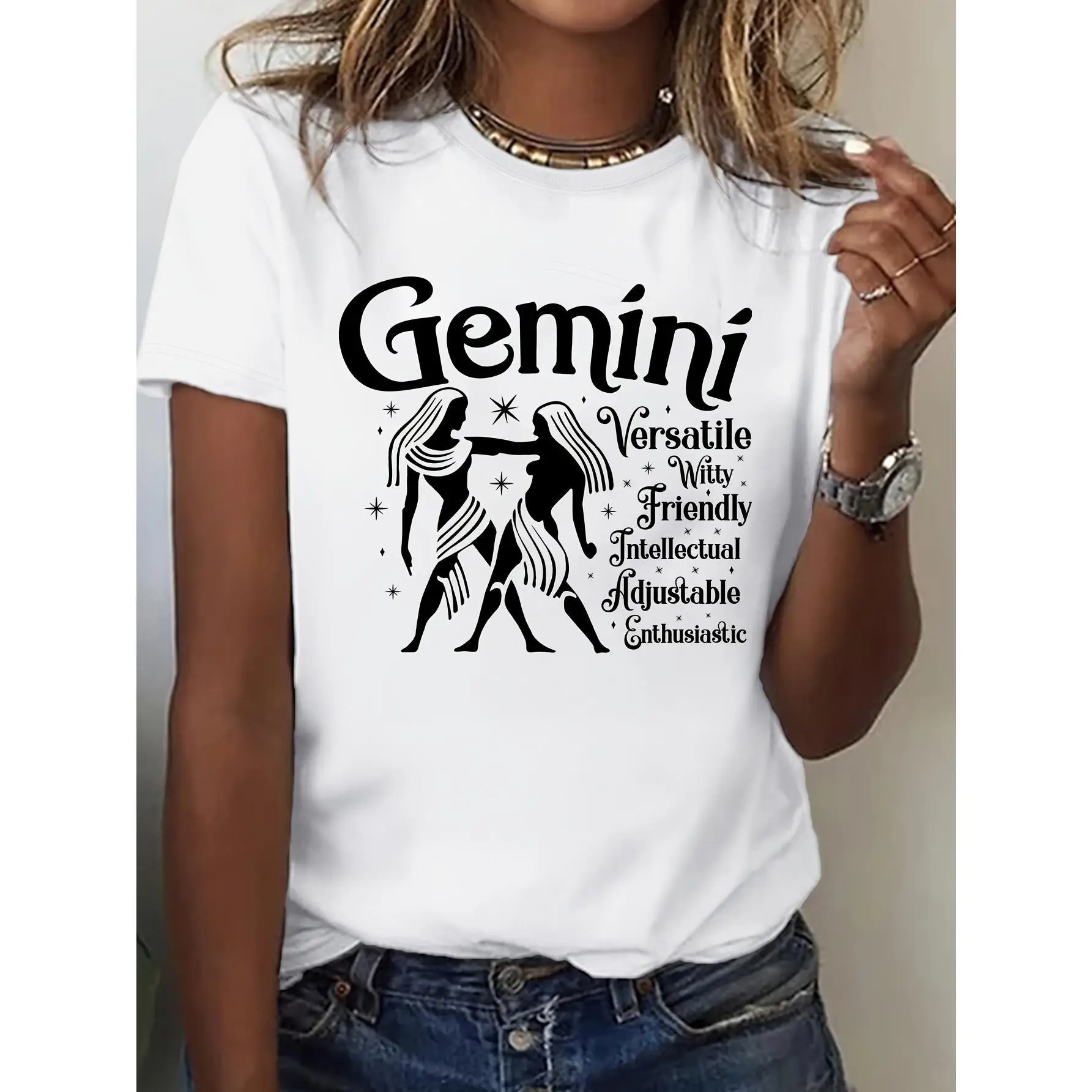 twelve constellations Gemini Print T-Shirt, Casual Comfort Fit Short Sleeve Crew Neck T-Shirt For Spring & Summer, Women'S Cloth
twelve constellations Gemini Print T-Shirt, Casual Comfort Fit Short Sleeve Crew Neck T-Shirt For Spring & Summer, Women'S Cloth