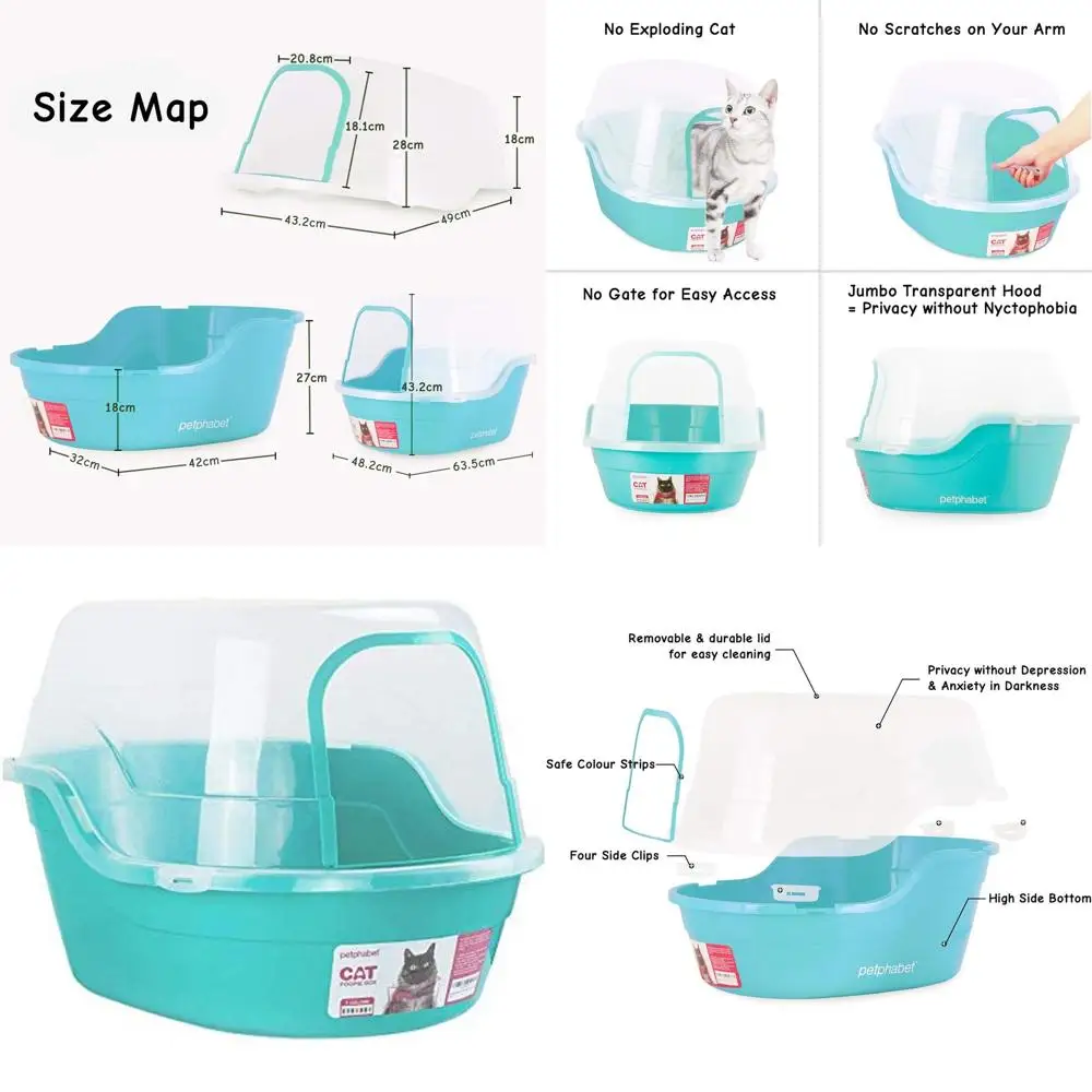 Большой лоток для кошачьего туалета с капюшоном, цвет бирюзовый, увеличенный размер
Большой лоток для кошачьего туалета с капюшоном, цвет бирюзовый, увеличенный размер