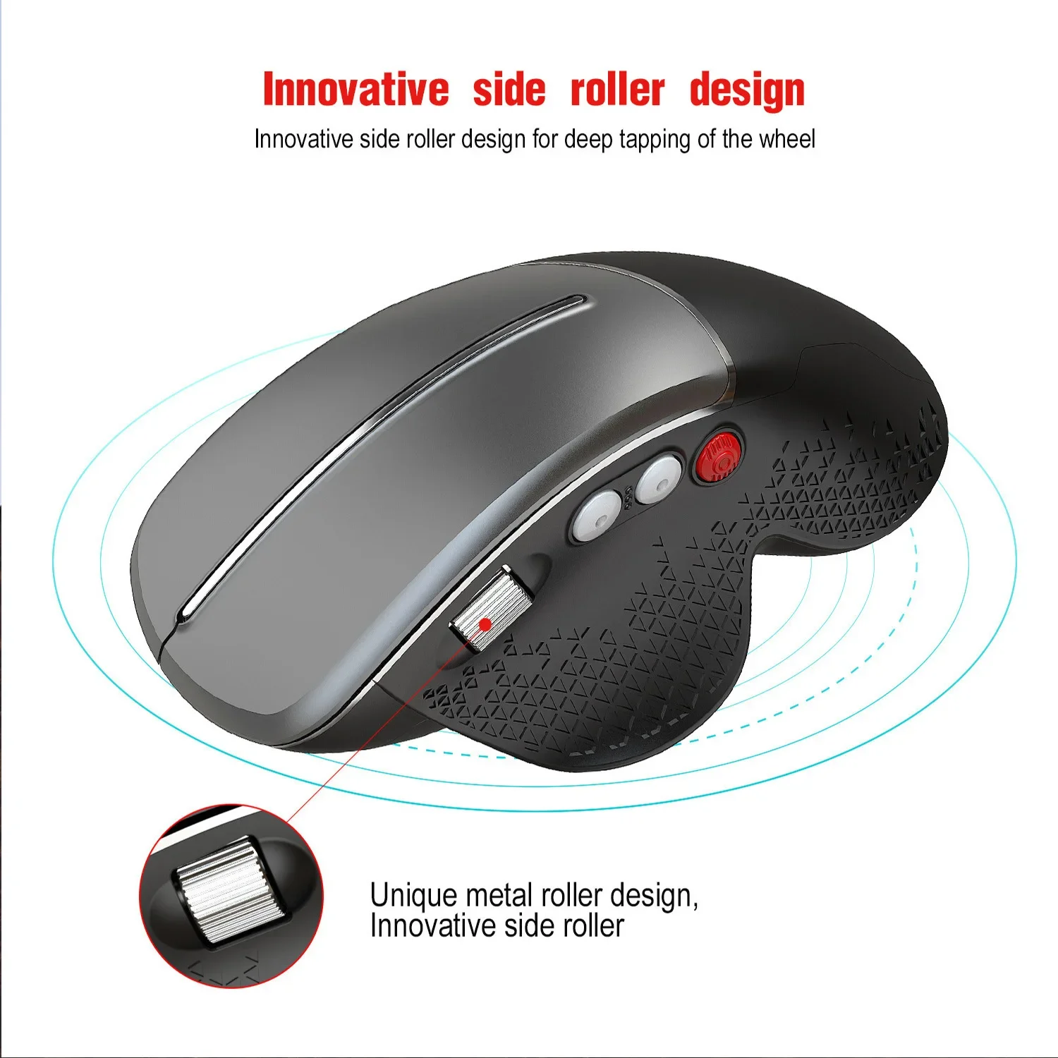 Side Roller Design Wireless Vertical Mouse with 2.4G USB Receiver Comfortable Ergonomic 4800 DPI Portable Office Mouse for PC
Side Roller Design Wireless Vertical Mouse with 2.4G USB Receiver Comfortable Ergonomic 4800 DPI Portable Office Mouse for PC