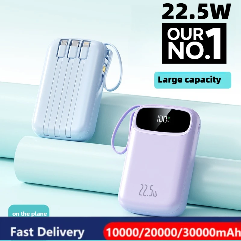 30000mAh Power Bank Built-In Retractable USB-C Cable for iPhone 16 Samsung Xiaomi 22.5W Fast Charging Portable Power Bank
30000mAh Power Bank Built-In Retractable USB-C Cable for iPhone 16 Samsung Xiaomi 22.5W Fast Charging Portable Power Bank