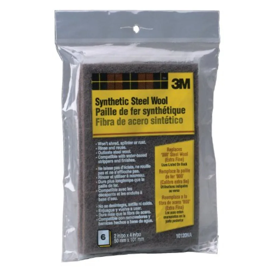 Synthetic Steel Wool Pads for refinishing, synthetic fiber, gray, extra fine 000 grit, rust-free, shred-resistant, reusable wet
Synthetic Steel Wool Pads for refinishing, synthetic fiber, gray, extra fine 000 grit, rust-free, shred-resistant, reusable wet