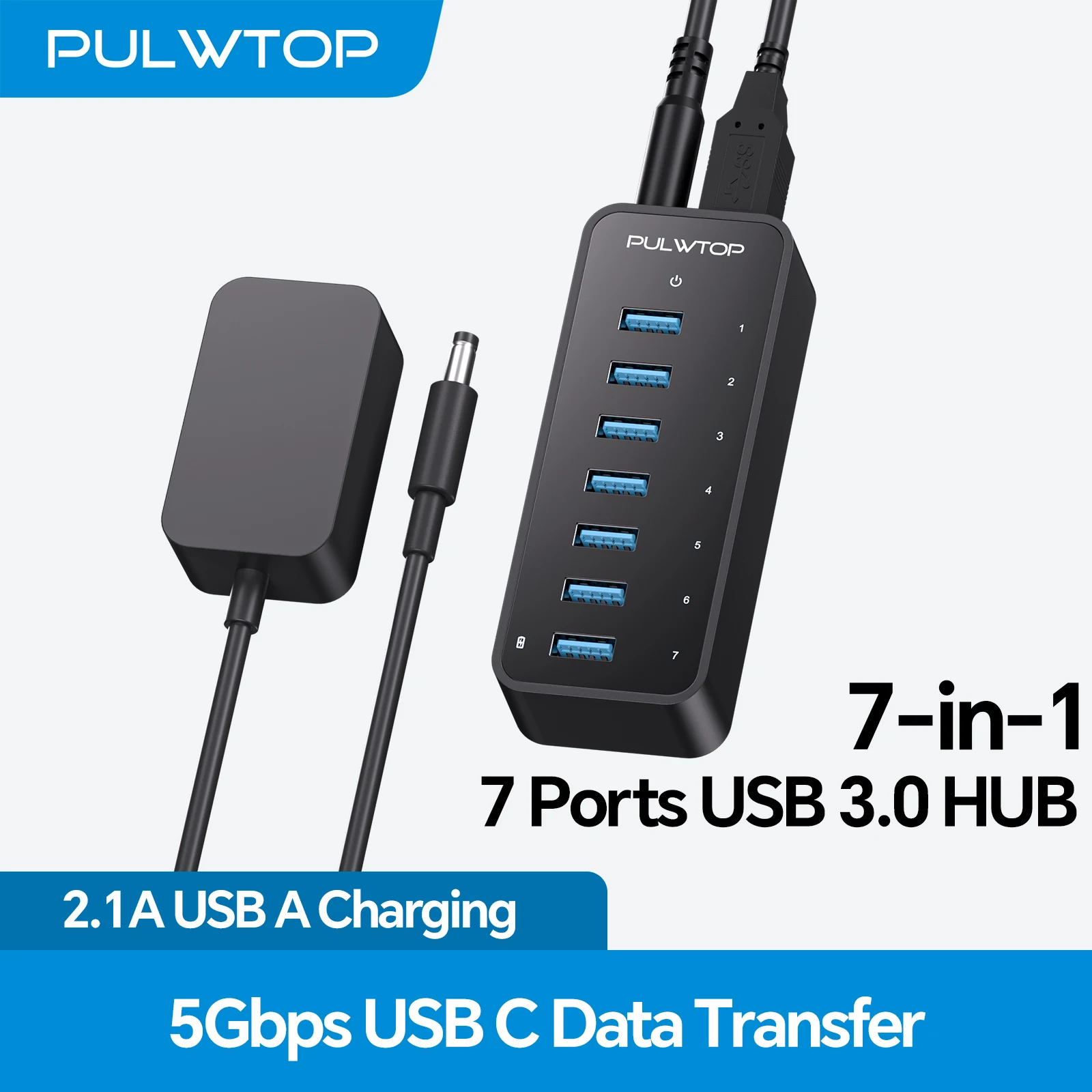 Powered USB 3.0 Hub 7-Port Data Hub, 36W Power Adapter, BC1.2 Fast Charging Port, with Laptop, PC, Desktop, Mobile Devices
Powered USB 3.0 Hub 7-Port Data Hub, 36W Power Adapter, BC1.2 Fast Charging Port, with Laptop, PC, Desktop, Mobile Devices