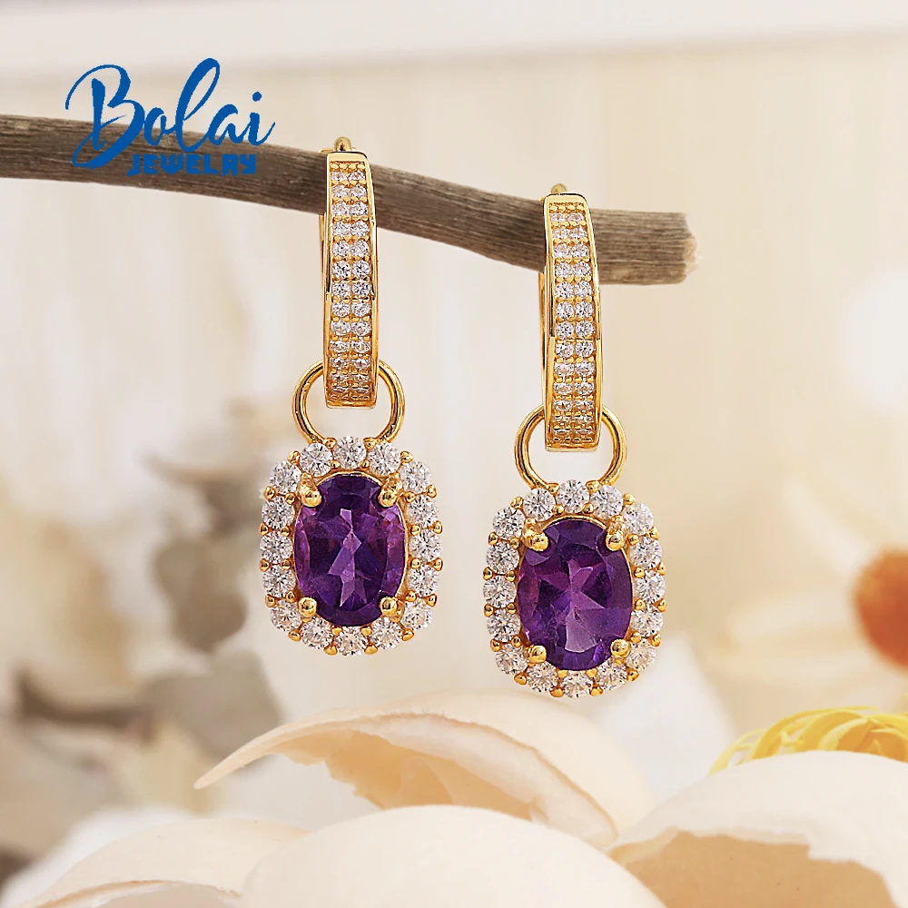 925 sterling silver women's clasp earrings,Two wear method design Natural oval 6*8mm Amethyst fine jewelry for anniversary gift
925 sterling silver women's clasp earrings,Two wear method design Natural oval 6*8mm Amethyst fine jewelry for anniversary gift