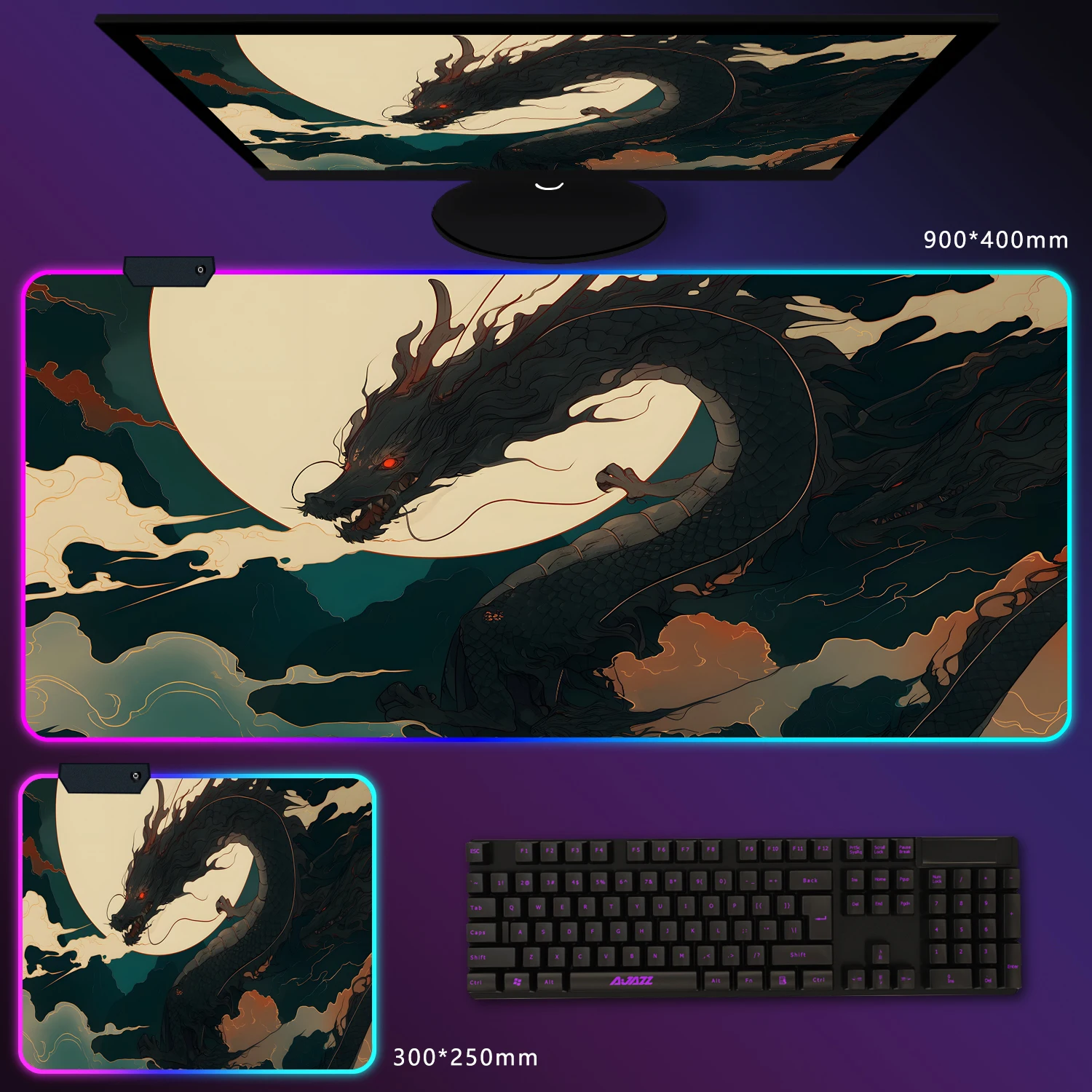 RGB LED Glow Game mouse pad XXL 40x90cm large size table mat natural rubber non-slip base locking process to enhance durability
RGB LED Glow Game mouse pad XXL 40x90cm large size table mat natural rubber non-slip base locking process to enhance durability