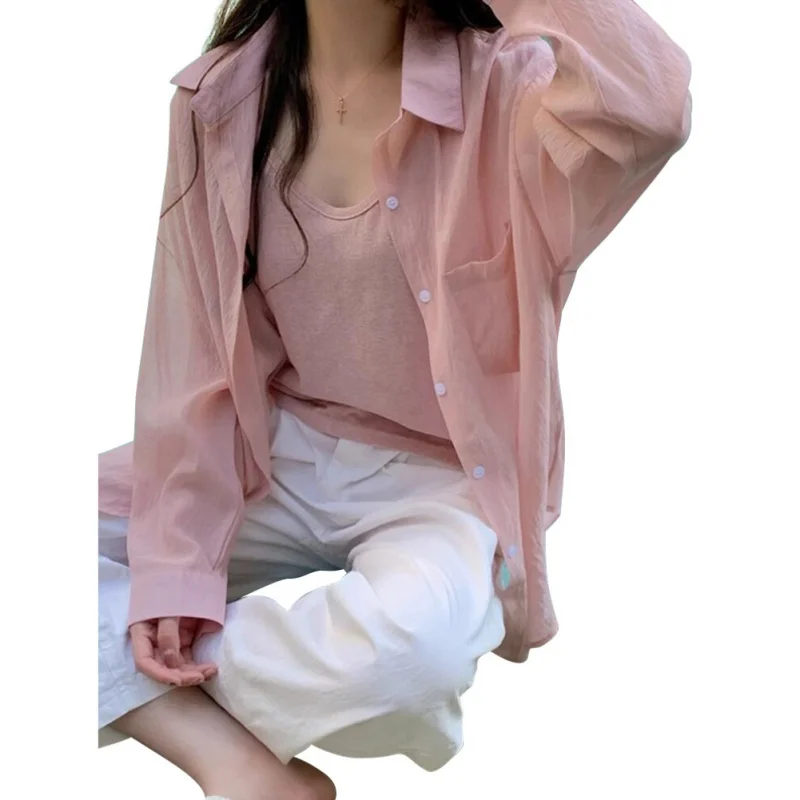 Summer Ice Silk screen Shirt Women's Thin Loose Blouse Wrinkle Resistant Long-sleeved Shirt
Summer Ice Silk screen Shirt Women's Thin Loose Blouse Wrinkle Resistant Long-sleeved Shirt