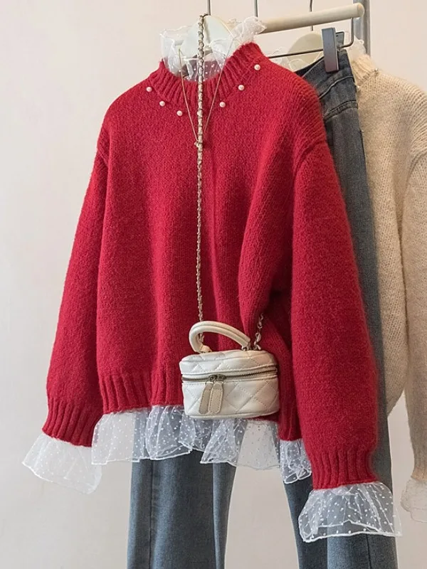 Ele Polka Dot Me Splice Long Sve Sweater Women's plus Size Spring 2026 Red Beaded Knitwear Age Reversing Top
Ele Polka Dot Me Splice Long Sve Sweater Women's plus Size Spring 2026 Red Beaded Knitwear Age Reversing Top