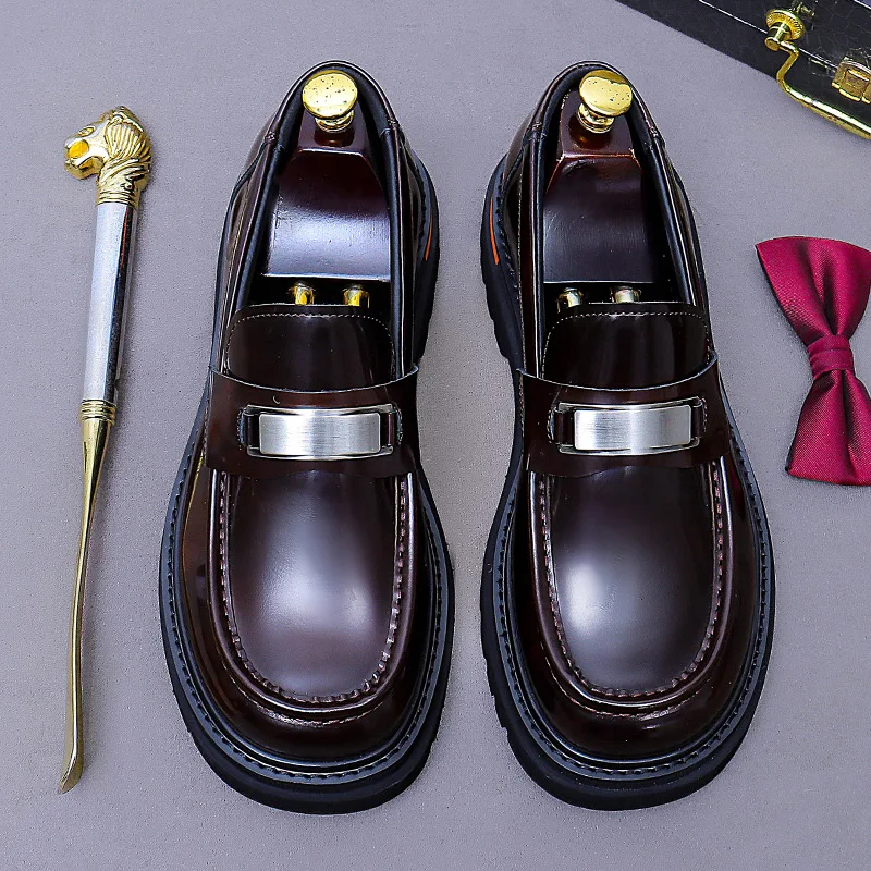 Men's Buckle Platform Loafers Genuine Leather Thick Sole Slip On Casual Dress Shoes for Men Business Luxury Designer Footwear
Men's Buckle Platform Loafers Genuine Leather Thick Sole Slip On Casual Dress Shoes for Men Business Luxury Designer Footwear