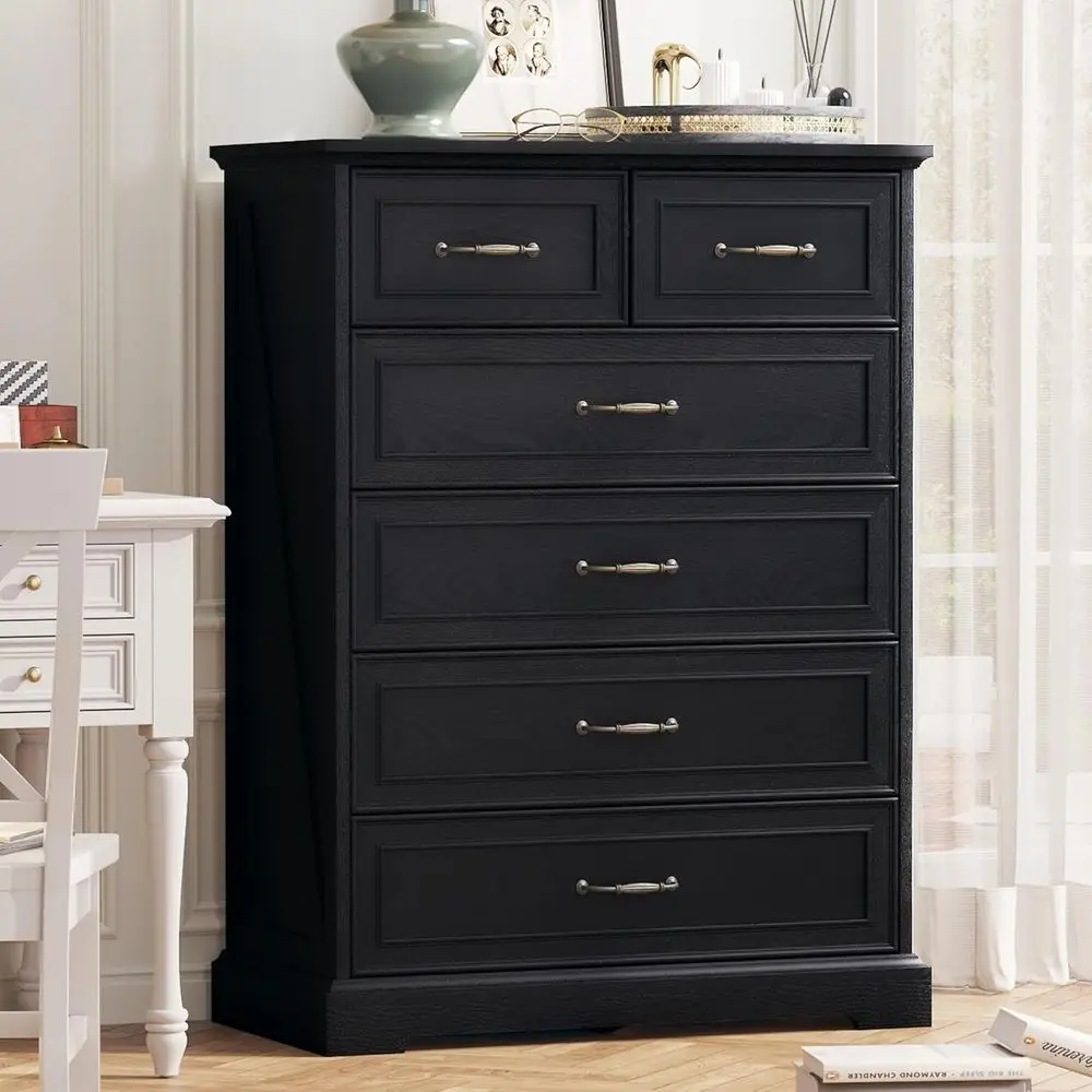 43 Tall Wooden Chest for Bedroom, Rustic Drawers with Large Storage and Metal Handles, Ideal for Living Room or Hallway, Black
43 Tall Wooden Chest for Bedroom, Rustic Drawers with Large Storage and Metal Handles, Ideal for Living Room or Hallway, Black