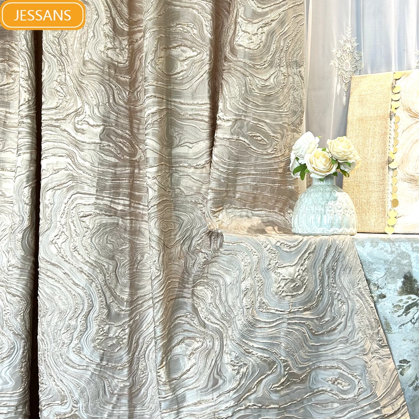 High End Embossed Jacquard Champagne Blackout Curtains for Living Room Bedroom Balcony French Window Customized Villa Curtain
High End Embossed Jacquard Champagne Blackout Curtains for Living Room Bedroom Balcony French Window Customized Villa Curtain