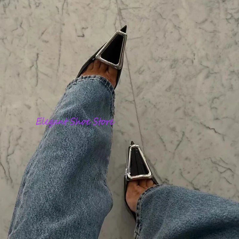 Summer Sexy Black Women Pumps Silver Metal Decor Pointed Toe Patent Leather High Heels Back Strap Sandals Luxury Party Shoes
Summer Sexy Black Women Pumps Silver Metal Decor Pointed Toe Patent Leather High Heels Back Strap Sandals Luxury Party Shoes