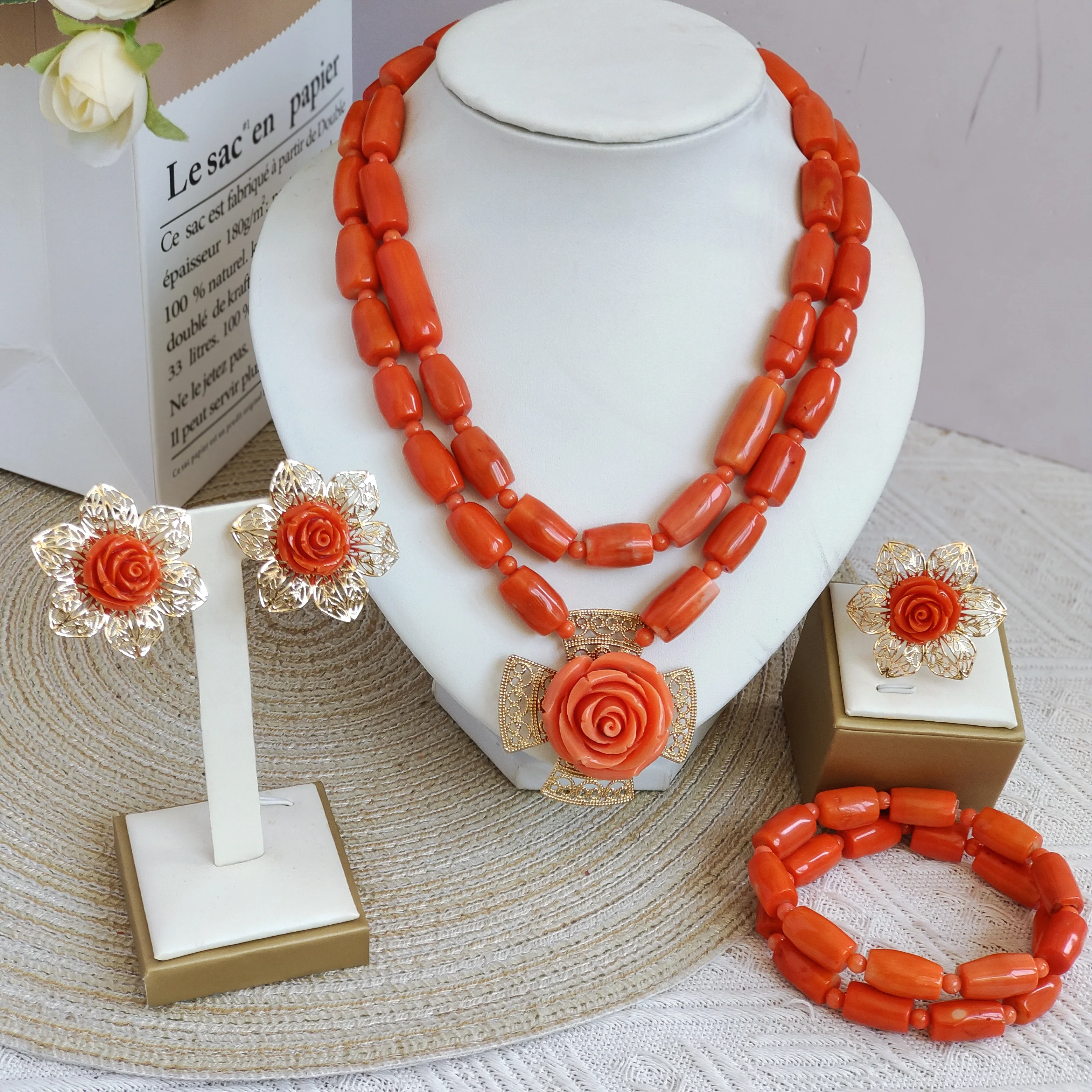 Aczuv original orange coral jewelry set nigeria beads for traditional marriage
Aczuv original orange coral jewelry set nigeria beads for traditional marriage