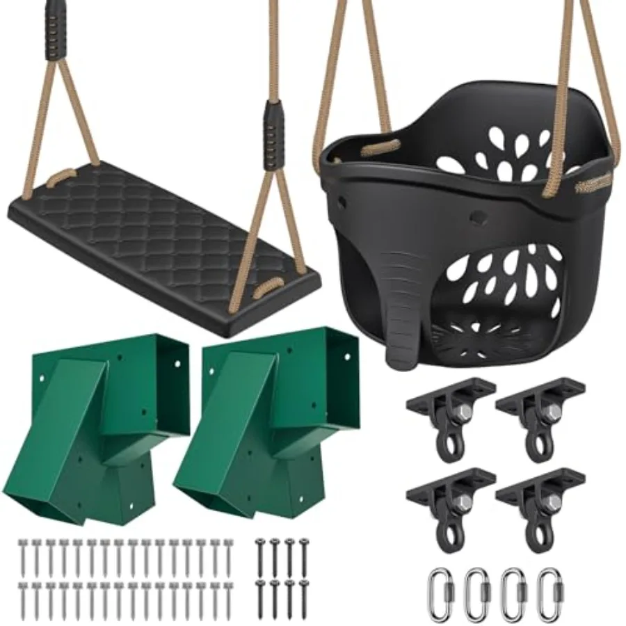 Heavy Duty Swing Set Brackets Kit for Backyard Playground: Green A-Frame Brackets, Black Hangers Seats, Rust-Resistant Steel, E
Heavy Duty Swing Set Brackets Kit for Backyard Playground: Green A-Frame Brackets, Black Hangers Seats, Rust-Resistant Steel, E