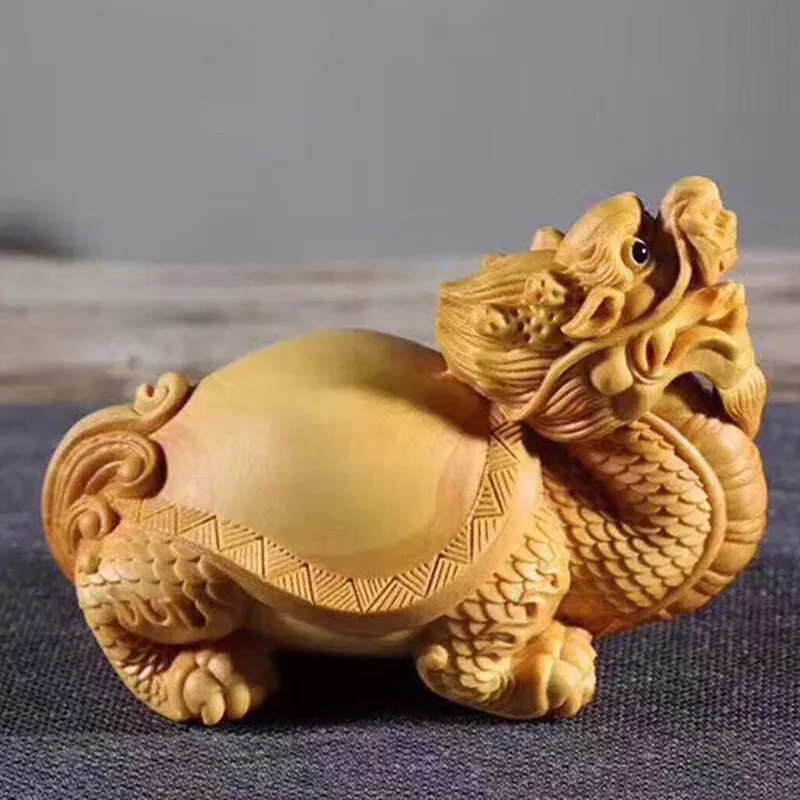 Chinese Boxwood Huang-yang wood carving Dragon turtle statue Home Desktop Decor
Chinese Boxwood Huang-yang wood carving Dragon turtle statue Home Desktop Decor