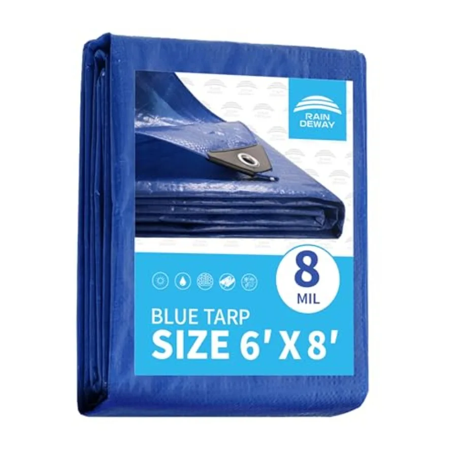 Tarp 6x8 Feet 8 Mil, UV Resistant, Durable, Multipurpose Waterproof Poly Tarp Cover with Metal Grommets and Reinforced Edges By
Tarp 6x8 Feet 8 Mil, UV Resistant, Durable, Multipurpose Waterproof Poly Tarp Cover with Metal Grommets and Reinforced Edges By