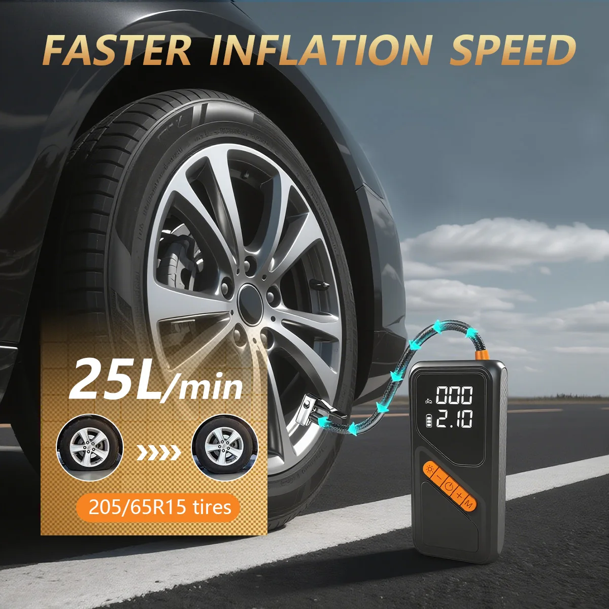 New Wireless Dual Display Cordless Air Pump with Type C Charging for Motorcycle Car Bicycle Tire Inflator Portable Electric Pump
New Wireless Dual Display Cordless Air Pump with Type C Charging for Motorcycle Car Bicycle Tire Inflator Portable Electric Pump