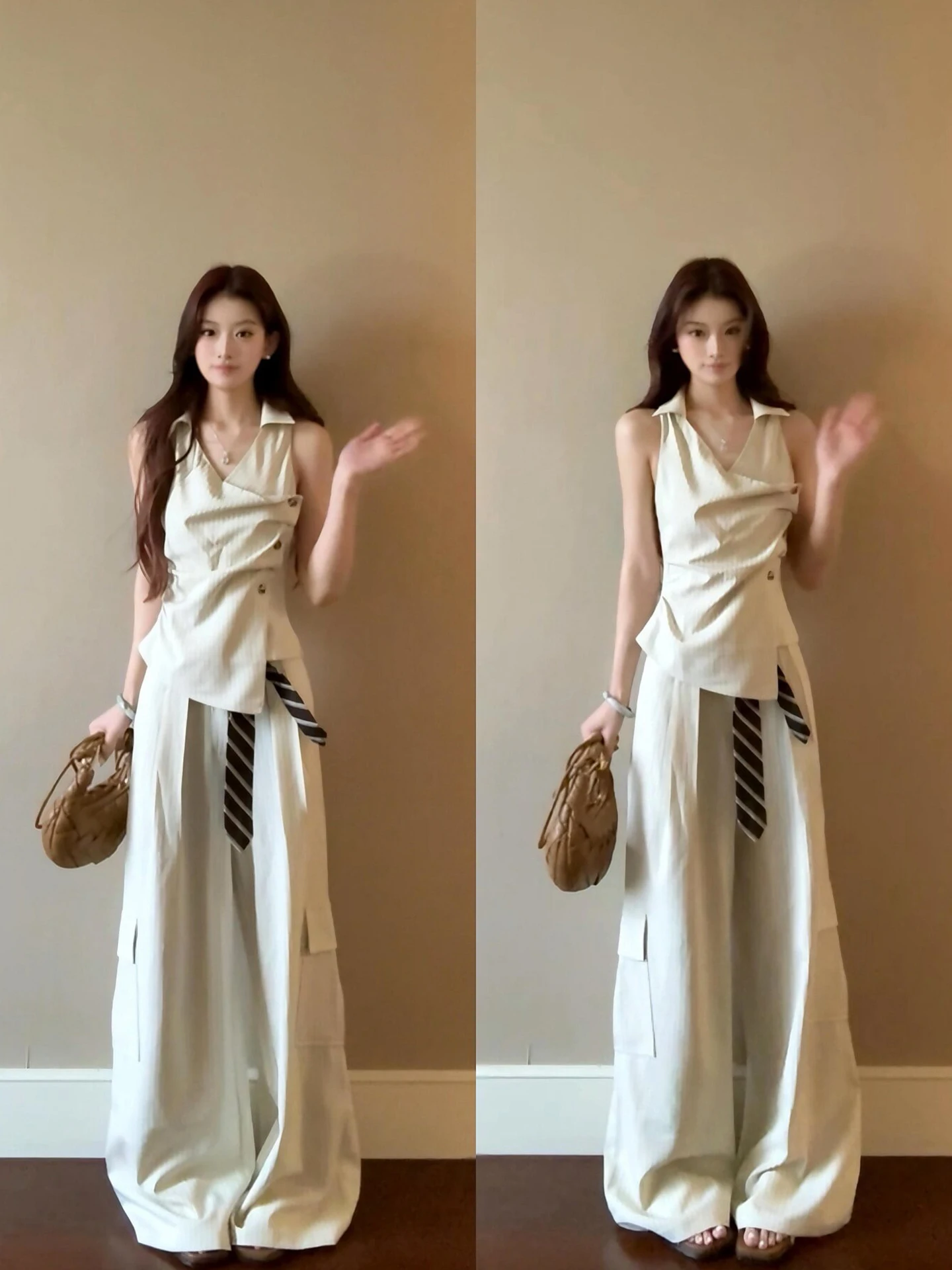 Retro Striped Sleeveless Vest And Wide Leg Pants Women's Fashion Set Summer Anti-Aging Clothing Breathable High Waist V-Neck
Retro Striped Sleeveless Vest And Wide Leg Pants Women's Fashion Set Summer Anti-Aging Clothing Breathable High Waist V-Neck