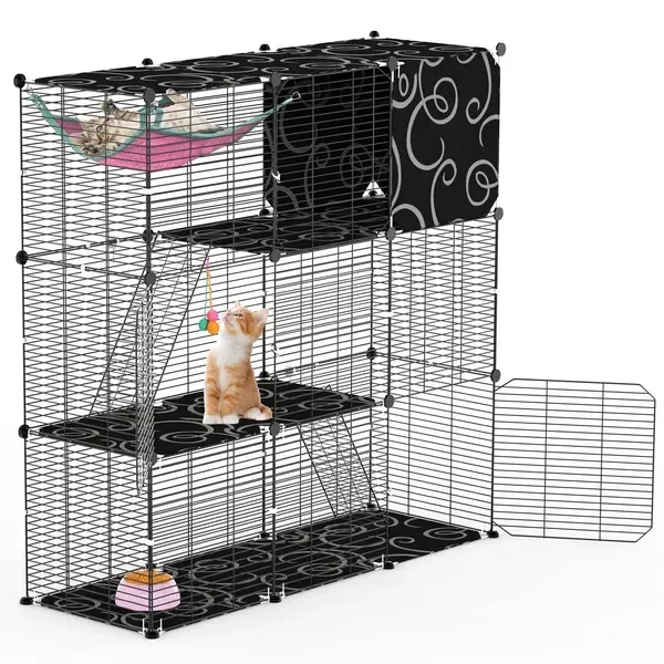 3-Tier Cat Cage Enclosure Indoor Cat Cage Playpen With Hammock Toy Ball Ladder DIY Iron Wire Cat
3-Tier Cat Cage Enclosure Indoor Cat Cage Playpen With Hammock Toy Ball Ladder DIY Iron Wire Cat