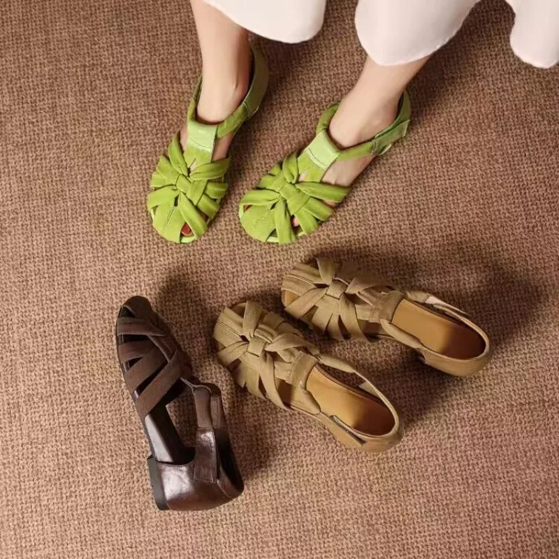 Inside Heightened Baotou Sandals Round Toe Woven Cutout Breathable Soft Sole Women's Shoes
Inside Heightened Baotou Sandals Round Toe Woven Cutout Breathable Soft Sole Women's Shoes