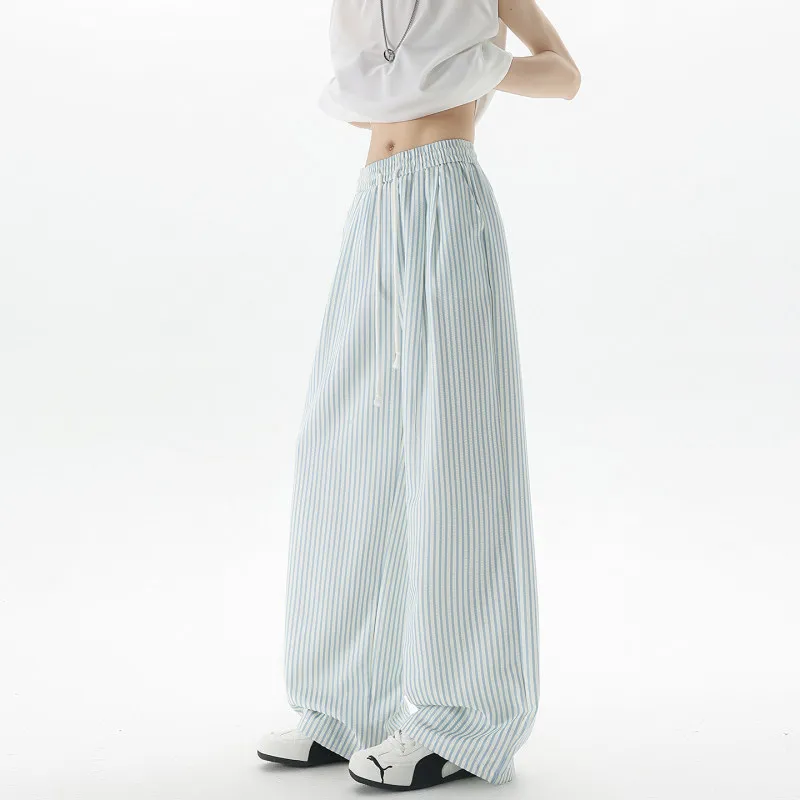 Ice Silk Stripe Men's Summer Thin Casual Loose Lazy Sle Wide Leg Pants Straight Cut Loose Fit Trousers for Young Men
Ice Silk Stripe Men's Summer Thin Casual Loose Lazy Sle Wide Leg Pants Straight Cut Loose Fit Trousers for Young Men