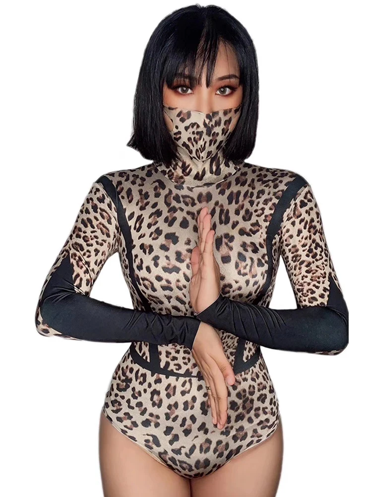 Women New Sexy Leopard Print Long Sleeve Bodysuit Elastic Club Bar Women Dj Singer Costume Pole Dance Wear Festival Party Outfit
Women New Sexy Leopard Print Long Sleeve Bodysuit Elastic Club Bar Women Dj Singer Costume Pole Dance Wear Festival Party Outfit