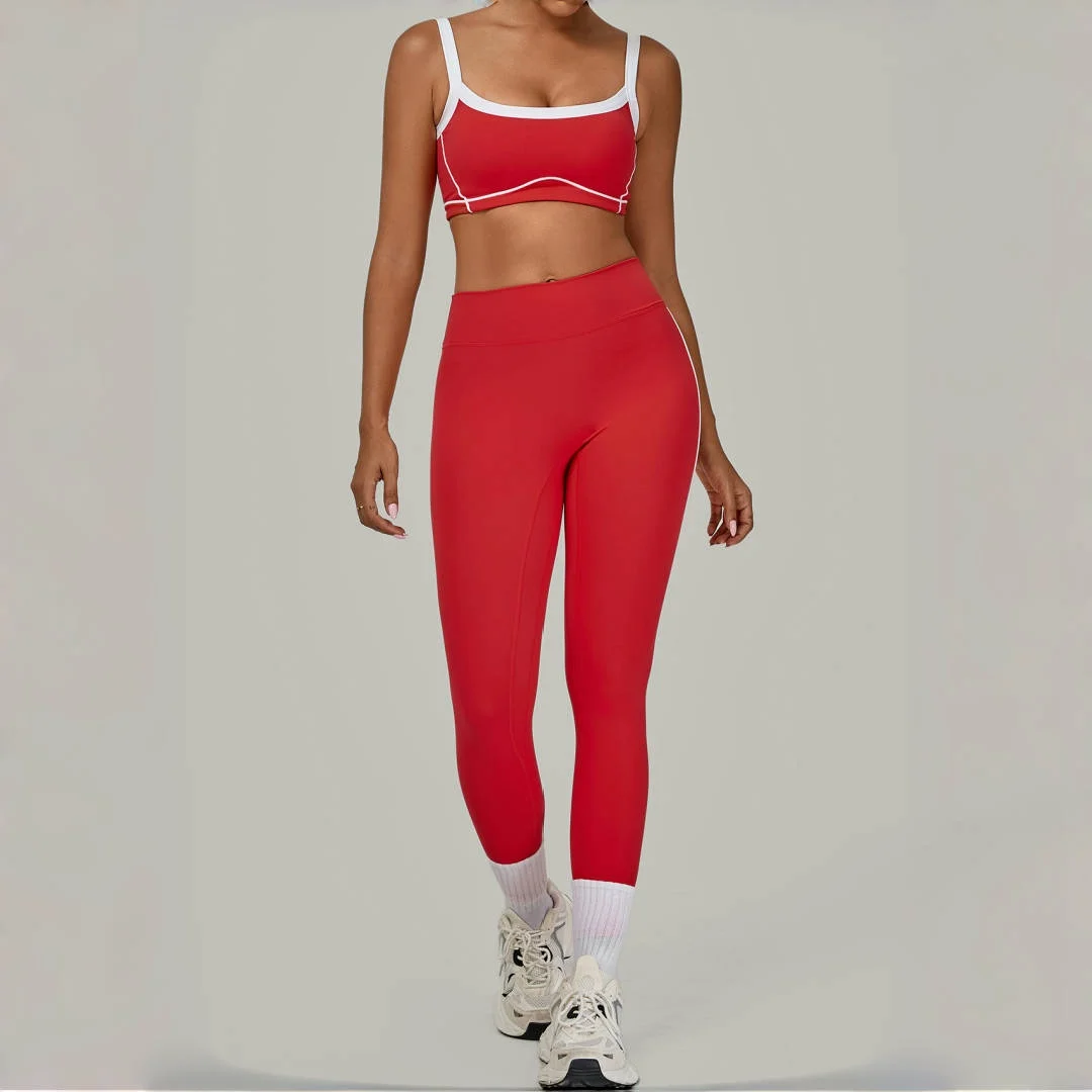 Yoga Suit Sports Fitness High Waist Tight Thin Contrasting Color Splicing Outdoor Running Breathable Pant Sports Bra 2-piece Set
Yoga Suit Sports Fitness High Waist Tight Thin Contrasting Color Splicing Outdoor Running Breathable Pant Sports Bra 2-piece Set