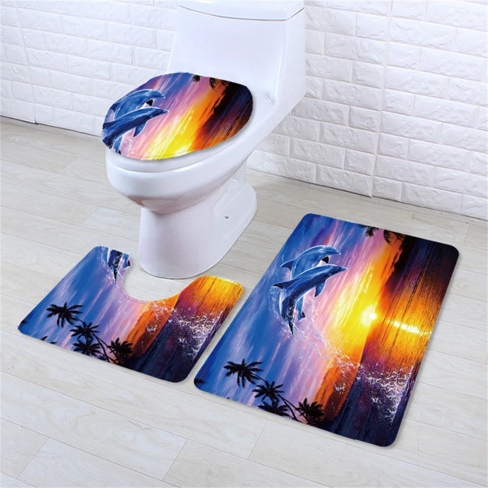 Underwater Dolphin Bathroom Three-piece Marine Wildlife Dolphin Bathroom Carpet Toilet Mat non-slip Absorbent water
Underwater Dolphin Bathroom Three-piece Marine Wildlife Dolphin Bathroom Carpet Toilet Mat non-slip Absorbent water