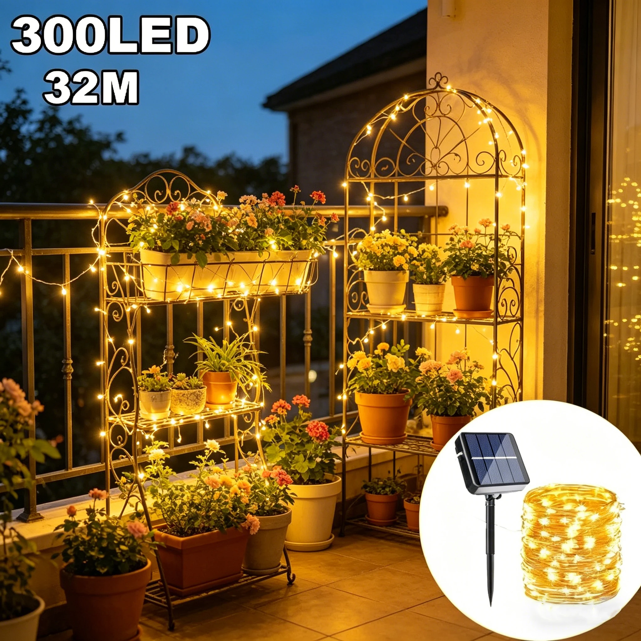 Solar String Fairy Lights Outdoor Waterproof 8 Modes Twinkle Rope Strip Light Garland Lamp for Patio Garden Lawn Tree Yard Fence
Solar String Fairy Lights Outdoor Waterproof 8 Modes Twinkle Rope Strip Light Garland Lamp for Patio Garden Lawn Tree Yard Fence