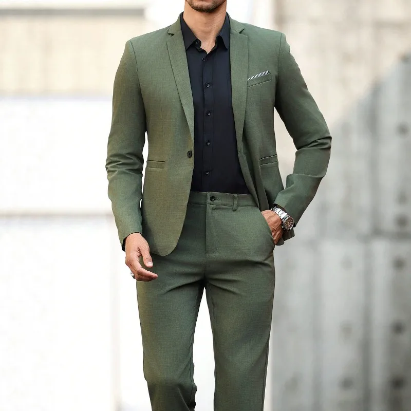 KIDWHXR Men 2-piece Outfit Simple Solid Single-breasted Blazer Man Straight-leg Pant Male Slim Green Business Casual Suit Set
KIDWHXR Men 2-piece Outfit Simple Solid Single-breasted Blazer Man Straight-leg Pant Male Slim Green Business Casual Suit Set