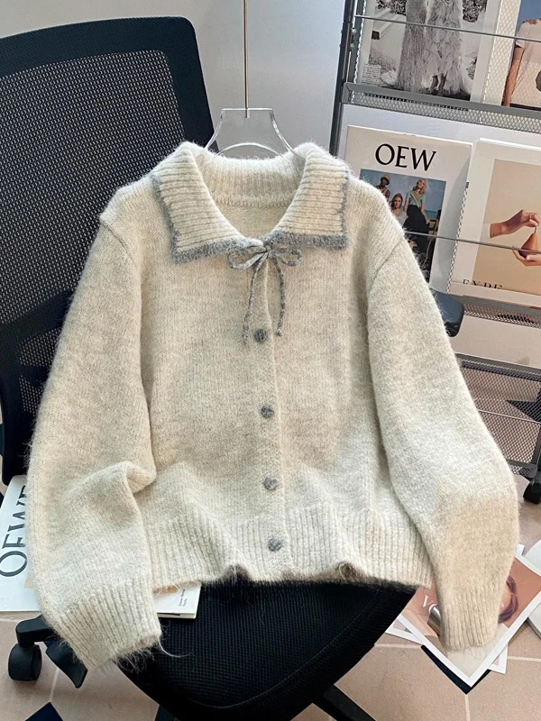 Women's Knitted Open Cardigan Knot Collar Casual Style Inner Wear Polyester Fiber Long Sleeve Regular Fit Cardigan
Women's Knitted Open Cardigan Knot Collar Casual Style Inner Wear Polyester Fiber Long Sleeve Regular Fit Cardigan