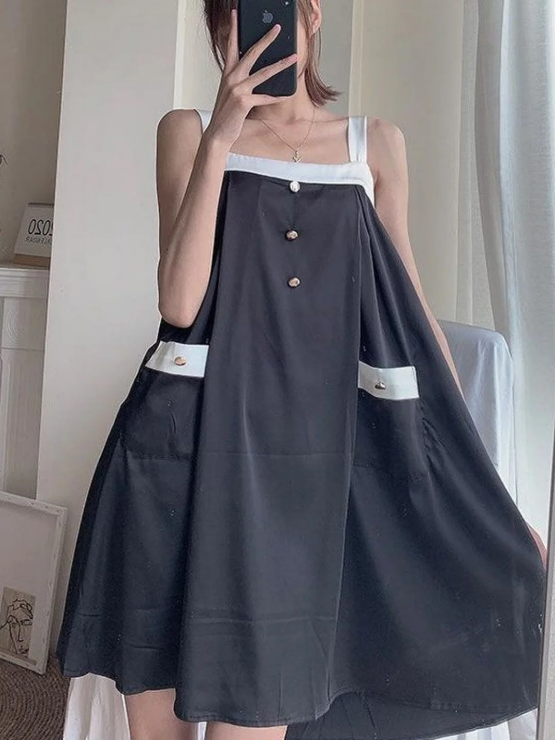 Laid-back Style Sleeveless Strap Home Dress Summer Loose Slimming Color Block Design Midi Length Sleepwear plus Size 300 Pounds
Laid-back Style Sleeveless Strap Home Dress Summer Loose Slimming Color Block Design Midi Length Sleepwear plus Size 300 Pounds
