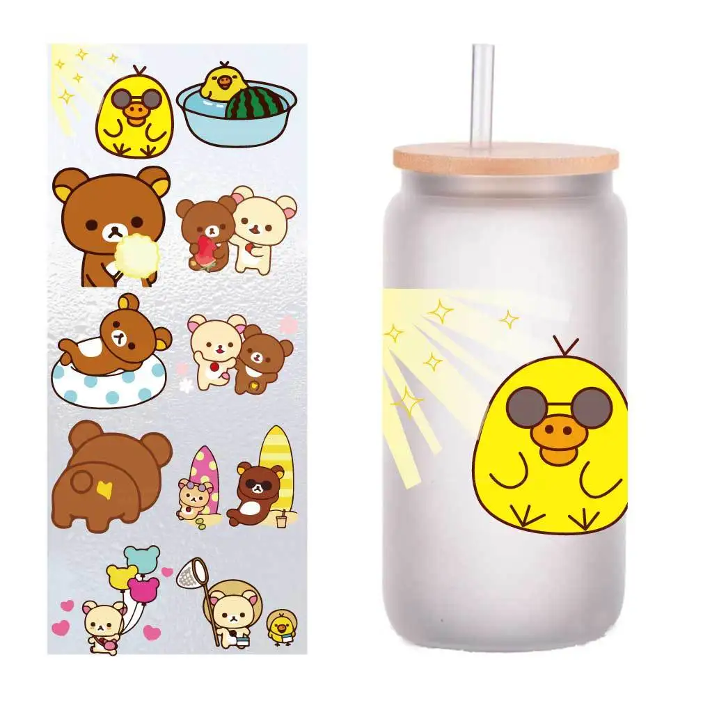 10/pack cartoon cute relaxation bear UV transfer stickers Crystal label Cup stickers customized four inches
10/pack cartoon cute relaxation bear UV transfer stickers Crystal label Cup stickers customized four inches