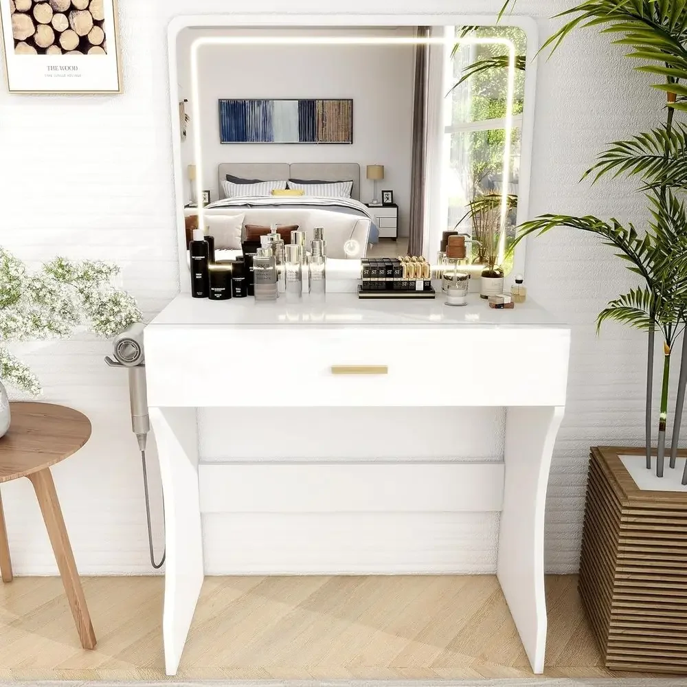 Compact LED Lighted Makeup Vanity with Large Power Outlet, 3-Color Lighting for Makeup Table or Bedroom (White)
Compact LED Lighted Makeup Vanity with Large Power Outlet, 3-Color Lighting for Makeup Table or Bedroom (White)