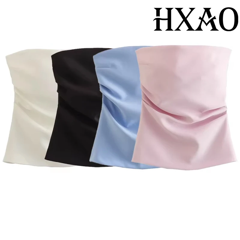 HXAO Strapless Women Tube Top Off Shoulder Zipper Lady Corset Top 2024 Spring Summer New Folds Fashion Sexy Elegant Female Tops
HXAO Strapless Women Tube Top Off Shoulder Zipper Lady Corset Top 2024 Spring Summer New Folds Fashion Sexy Elegant Female Tops