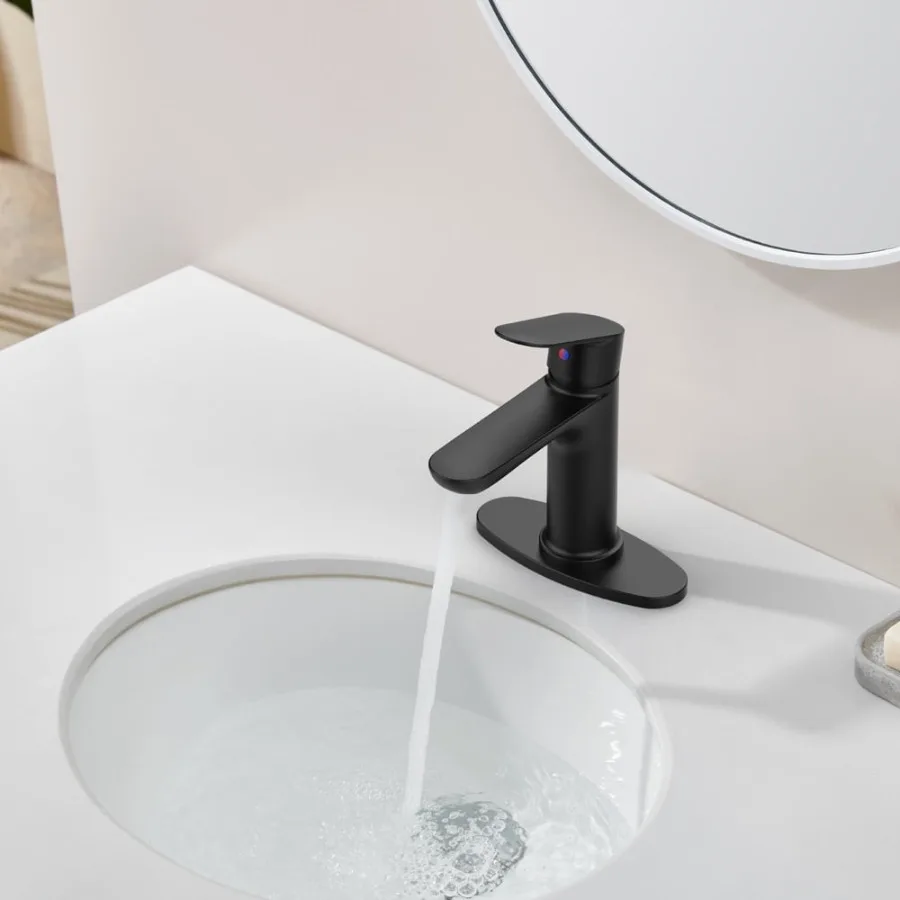 Matte Black Single Handle Bathroom Faucet with Deck For 1 or 3 Holes Laundry Vanity Sink Faucet with Two 9 16" Hoses
Matte Black Single Handle Bathroom Faucet with Deck For 1 or 3 Holes Laundry Vanity Sink Faucet with Two 9 16" Hoses