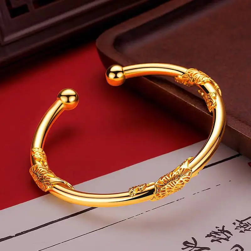 Womens 18K Acacia Rattan Pair of Pearl Gold Bracelets AU750 Bright Gold Fugui Brocade Open with Free Shipping and Certificate
Womens 18K Acacia Rattan Pair of Pearl Gold Bracelets AU750 Bright Gold Fugui Brocade Open with Free Shipping and Certificate