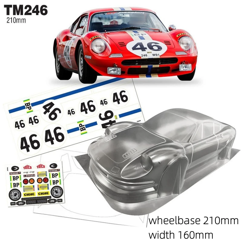 1/10 Mini Dino 246GT RC Drift Car M Корпус корпуса 160 мм Ширина для дорожного автомобиля Мини-шасси 210 мм Колесная база Tamiya Carten mst
1/10 Mini Dino 246GT RC Drift Car M Корпус корпуса 160 мм Ширина для дорожного автомобиля Мини-шасси 210 мм Колесная база Tamiya Carten mst