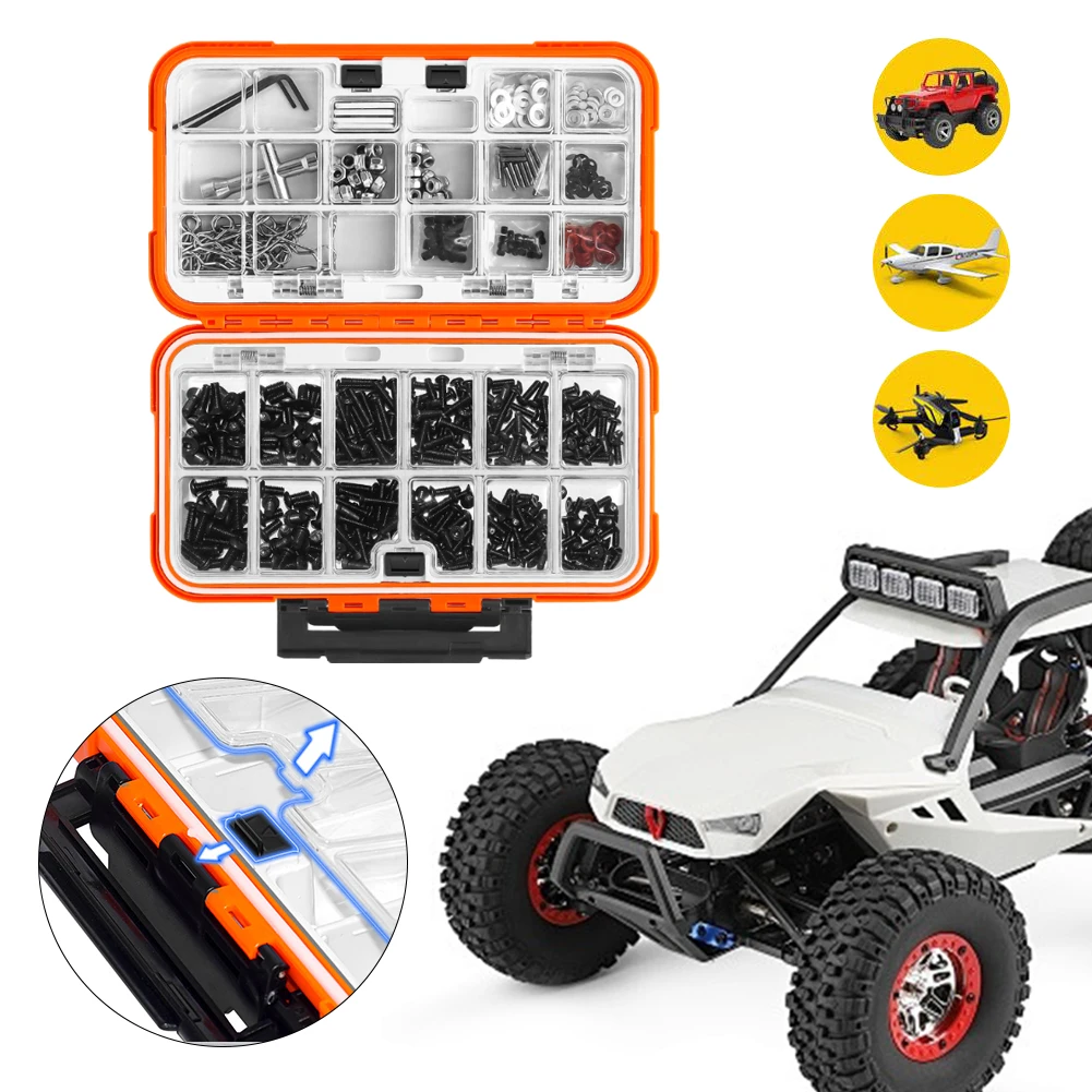 537Pcs RC Screw Kit with Double Side Organizer Screws Assortment Set RC Repair Tool Kit for 1/8 1/10 1/12 1/16 Scale RC Car
537Pcs RC Screw Kit with Double Side Organizer Screws Assortment Set RC Repair Tool Kit for 1/8 1/10 1/12 1/16 Scale RC Car