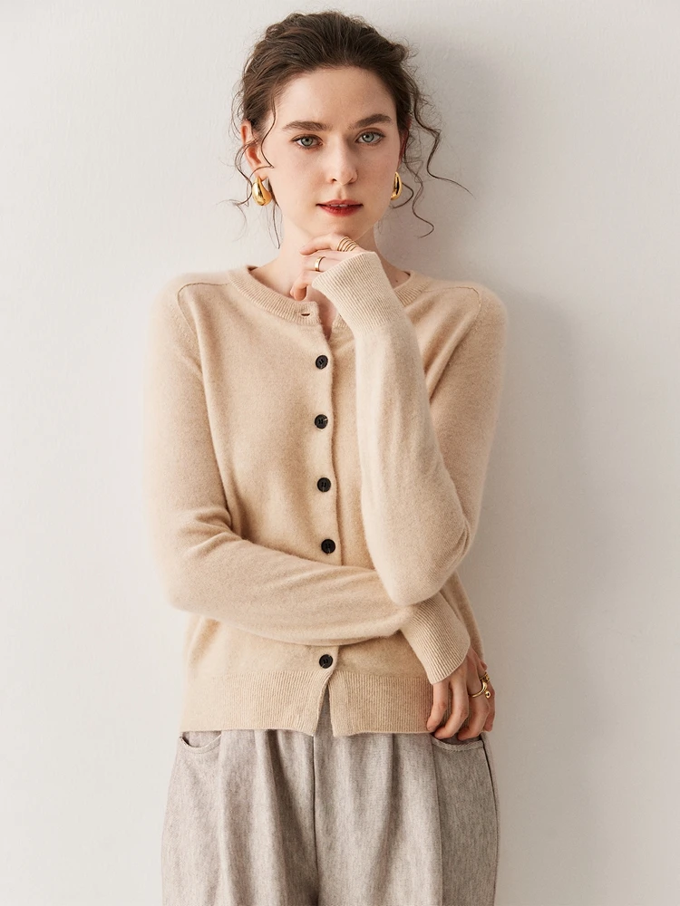 Woman Clothing Autumn Winter Basics O-Neck Cardigan Soft Warm 100% Cashmere Sweater Casual Grace Knitwear Classic Versatile Tops
Woman Clothing Autumn Winter Basics O-Neck Cardigan Soft Warm 100% Cashmere Sweater Casual Grace Knitwear Classic Versatile Tops