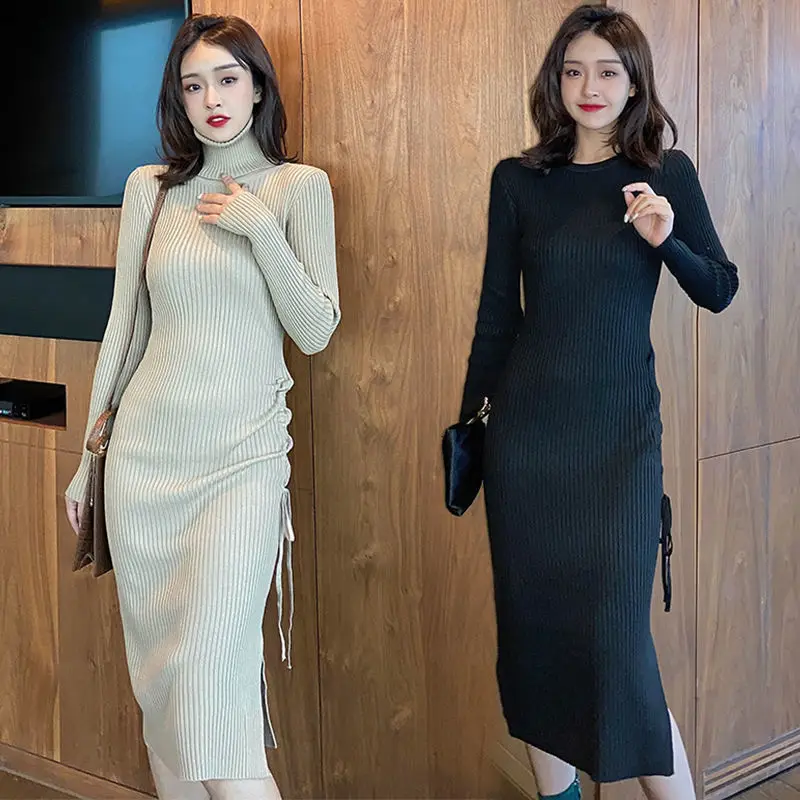 Spring Autumn Turtleneck Sweater Dress Woman Long Knitted Dresses Fashion Elegant Chic Solid Color Clothes Ladies Vestido T39
Spring Autumn Turtleneck Sweater Dress Woman Long Knitted Dresses Fashion Elegant Chic Solid Color Clothes Ladies Vestido T39