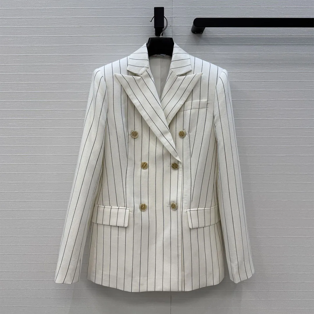 Old Money Style New Spring Linen Blends Stripes Blazer Suit Women Notched Long Sleeve Double Breasted Pockets Office Lady Jacket
Old Money Style New Spring Linen Blends Stripes Blazer Suit Women Notched Long Sleeve Double Breasted Pockets Office Lady Jacket